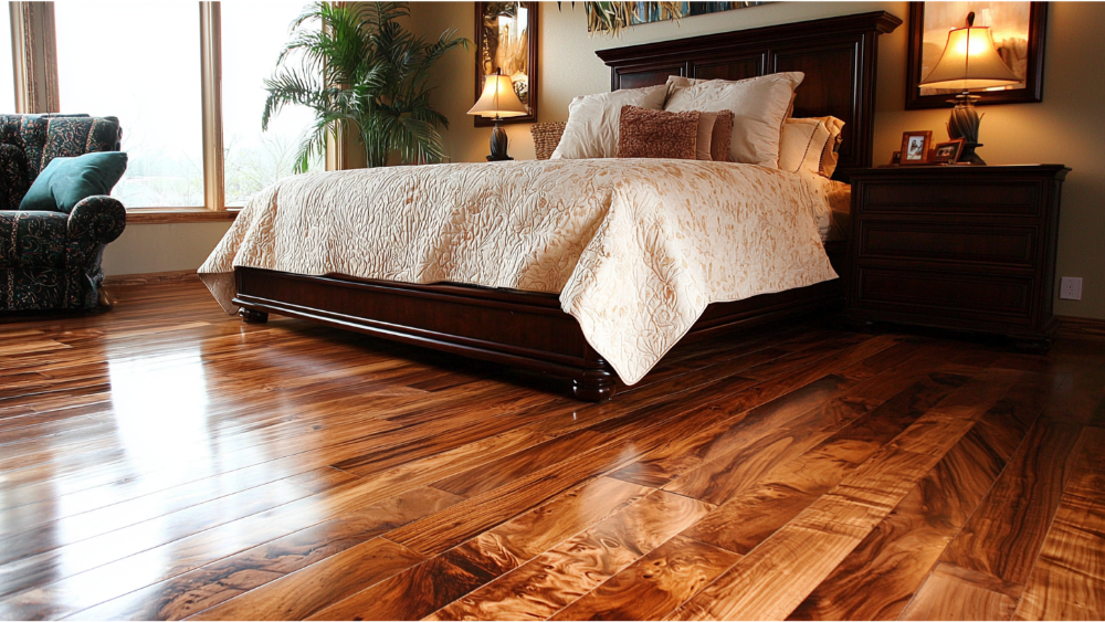 Hardwood flooring in a bedroom