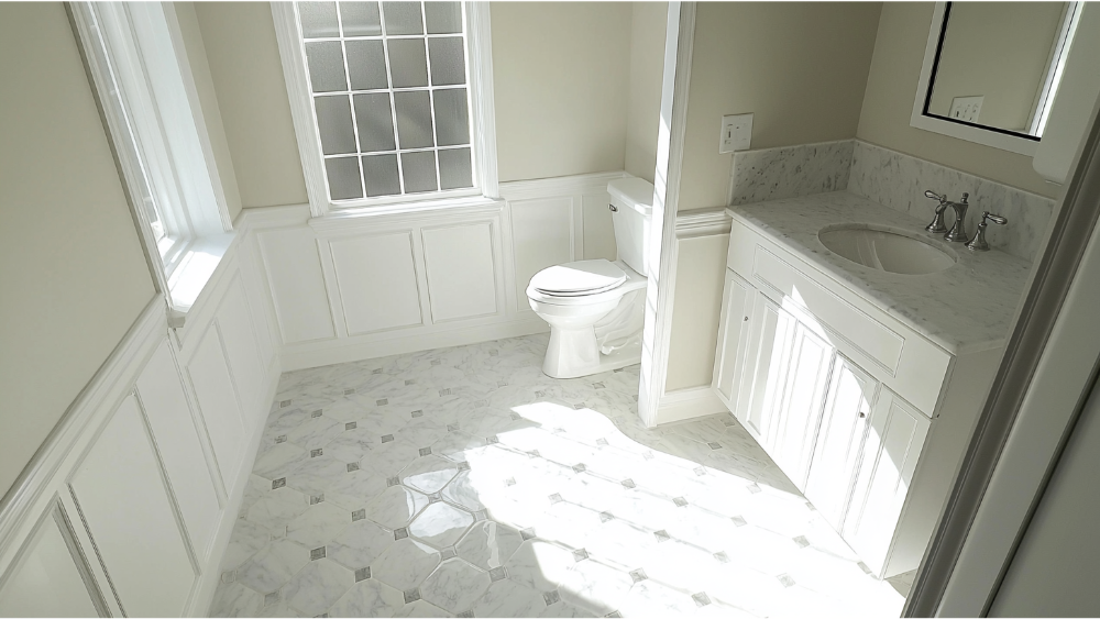 Nice tile floor in the bathroom