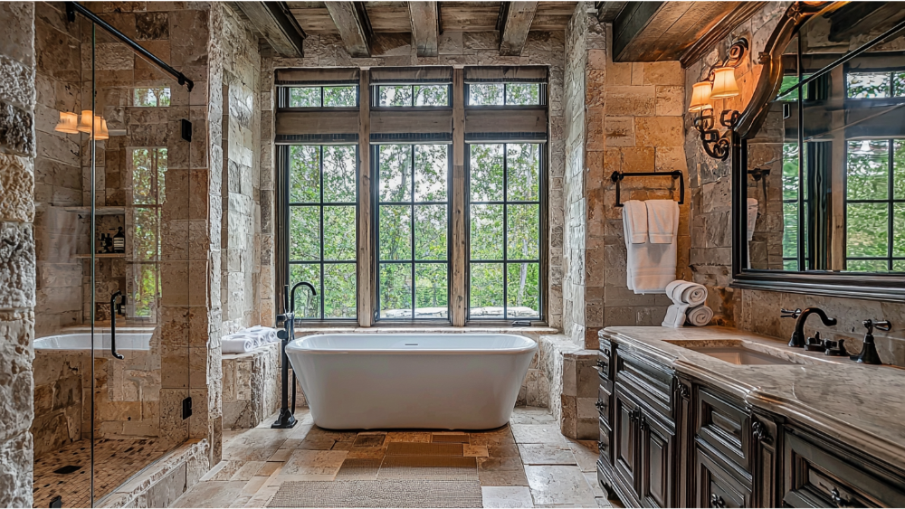 Stone tile in a bathroom