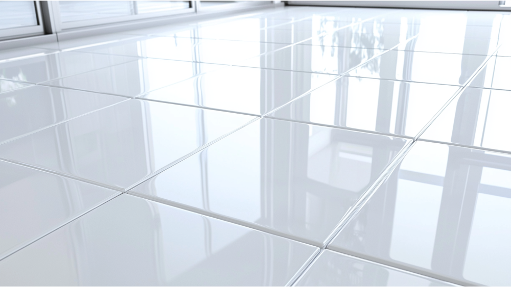 a white tile floor