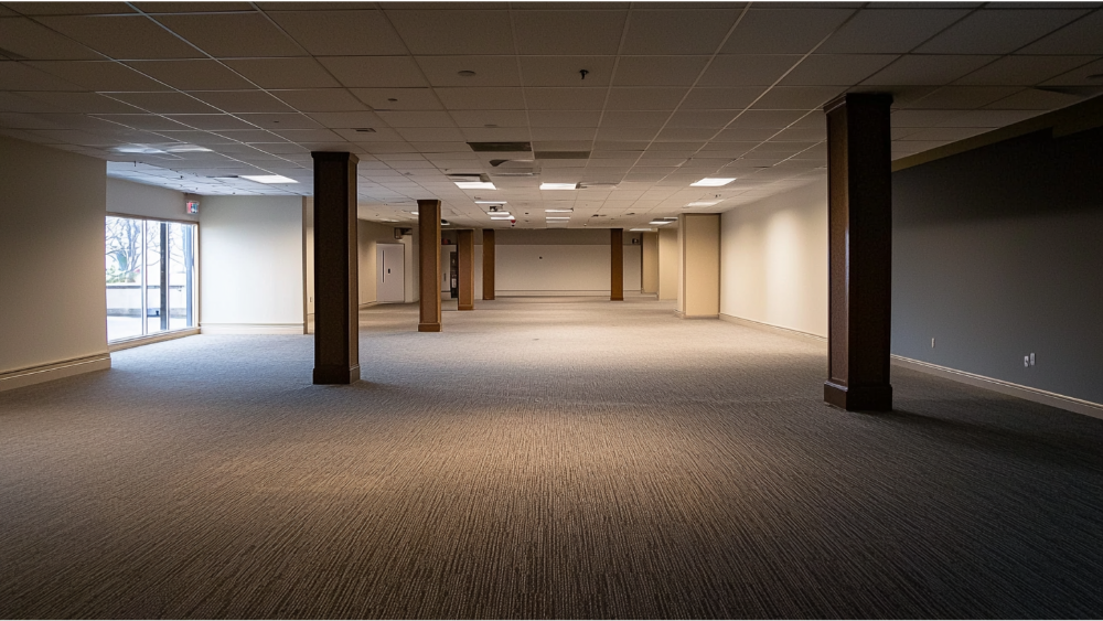 Carpet flooring in a commercial building