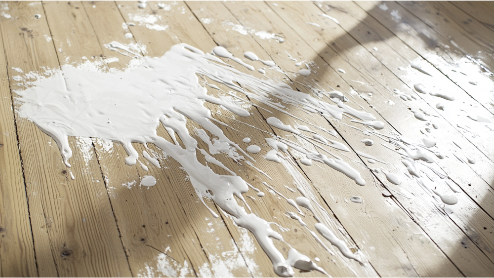 white paint on hardwood floor