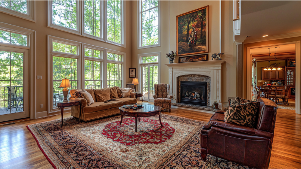 Hardwood flooring in a nice living room