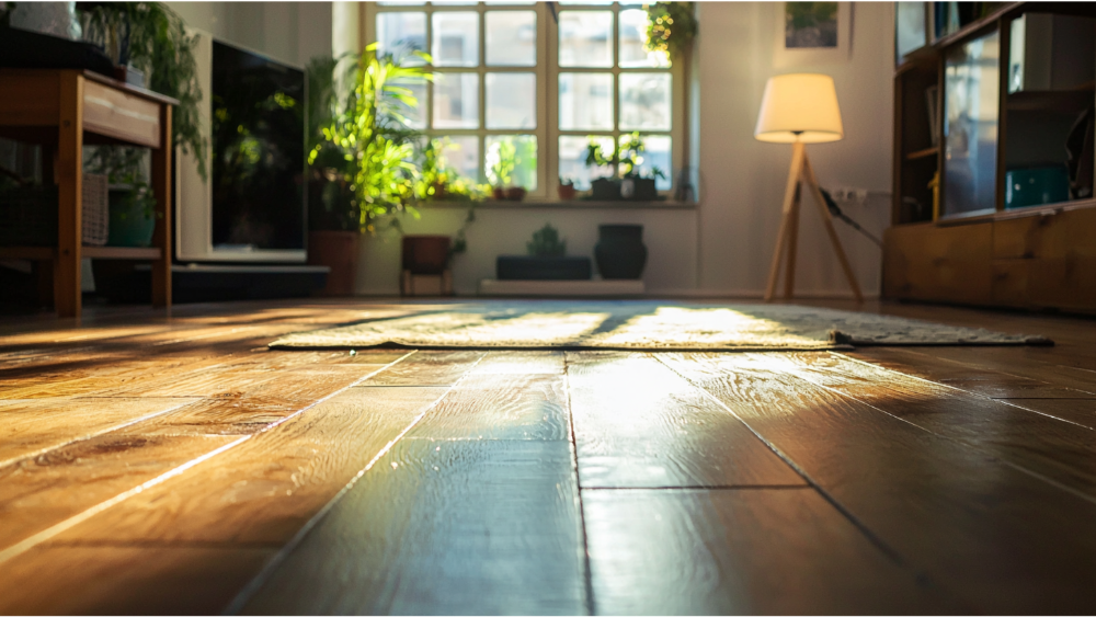 Wood floor with wax on it
